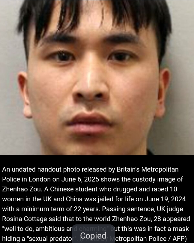 Chinese Student Jailed For Life In UK For Drugging, Raping 10 Women Chinese Student Jailed For Life In UK For Drugging, Raping 10 Women