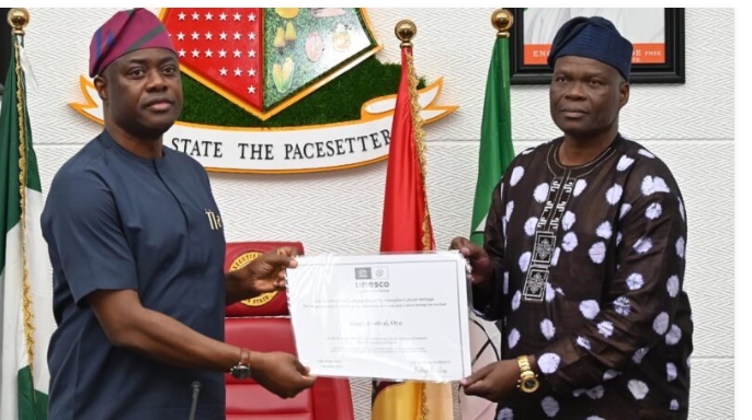 Makinde Receives UNESCO Intangible Cultural Heritage Certificate for Sango Festival