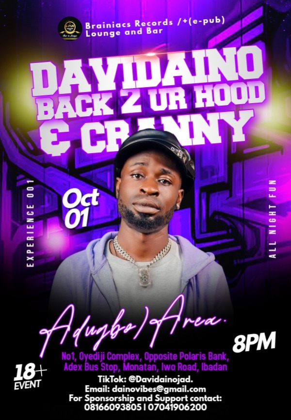 INDEPENDENCE DAY: Davidaino, Macore, Flexybizu, Young Don, Others To Thrill Fans, As Brainiacs Records Partners Ephub Lounge & Bar For Oct 1st Show INDEPENDENCE DAY: Davidaino, Macore, Flexybizu, Young Don, Others To Thrill Fans, As Brainiacs Records Partners Ephub Lounge & Bar For Oct 1st Show