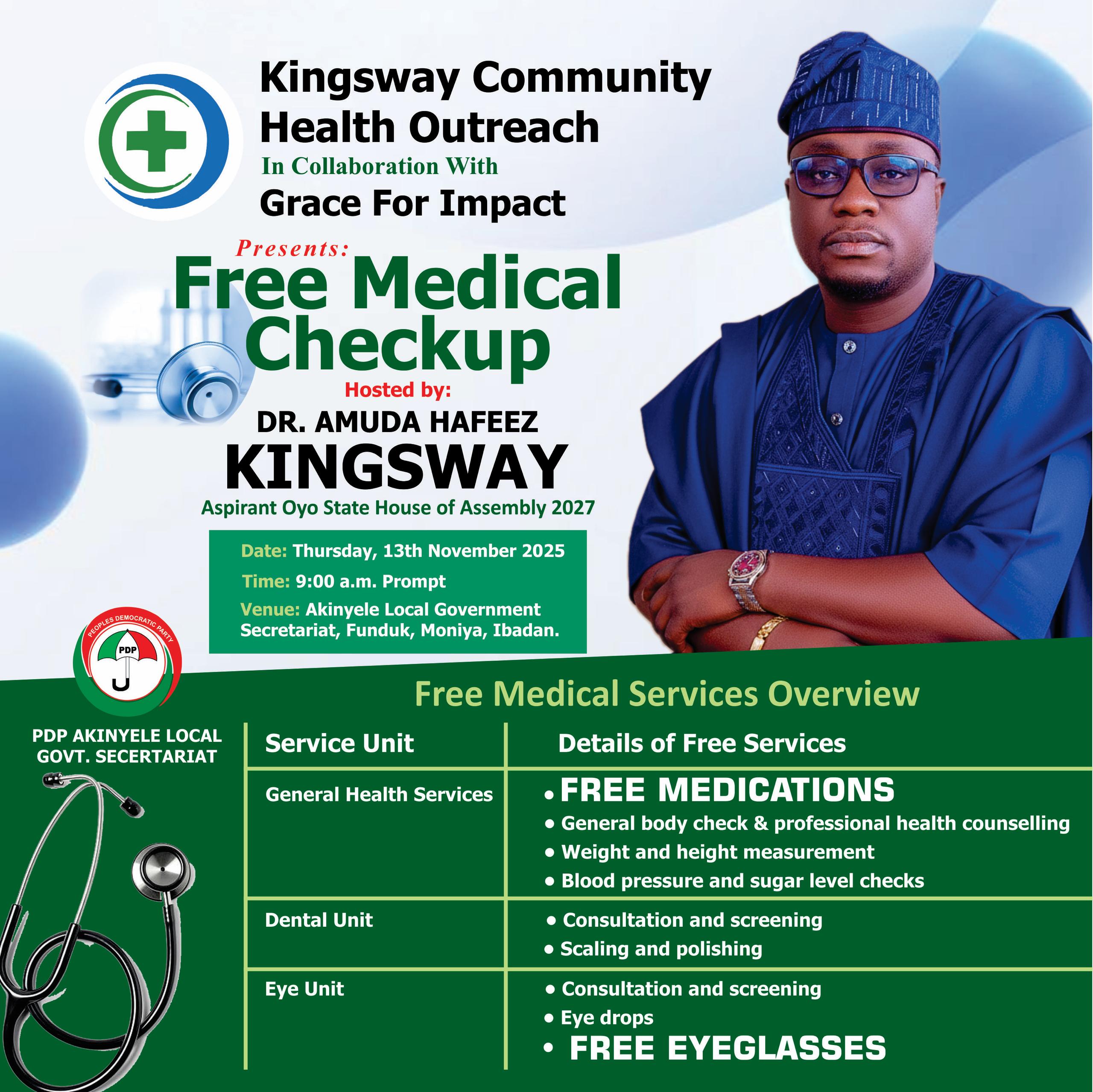 Akinyele Residents Benefit as Amuda Hafeez Kingsway Holds Free Medical Outreach